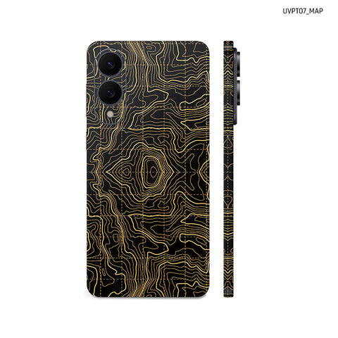 Dán Skin Samsung Galaxy S25 Series Vân Nổi Map Đen Vàng | UVPT07