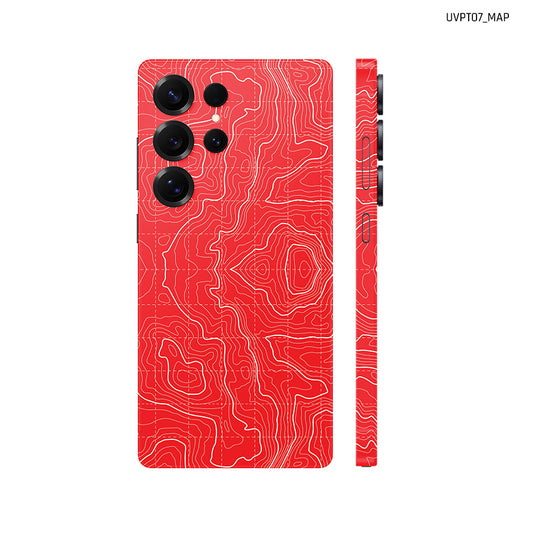 Dán Skin Samsung Galaxy S25 Series Vân Nổi Map Đỏ Trắng | UVPT07