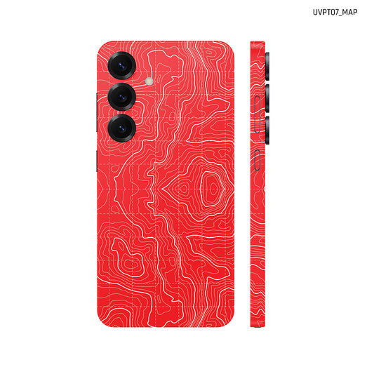 Dán Skin Samsung Galaxy S25 Series Vân Nổi Map Đỏ Trắng | UVPT07