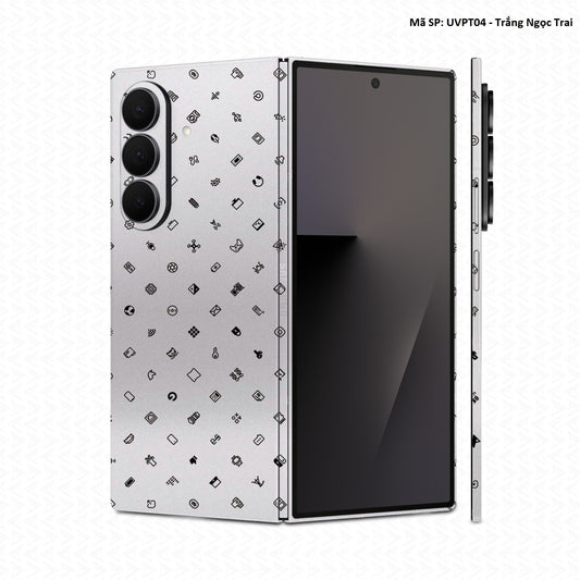Dán Skin Galaxy Z Fold 8 | Ultra Vân Nổi ICON Trắng | UVPT04
