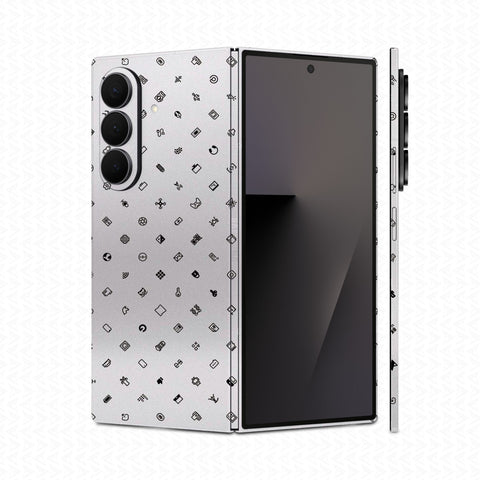 Dán Skin Galaxy Z Fold 8 | Ultra Vân Nổi ICON Trắng | UVPT04