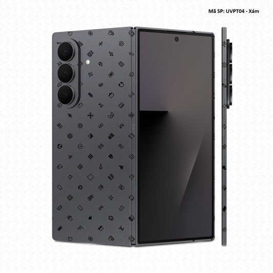Dán Skin Galaxy Z Fold 8 | Ultra Vân Nổi ICON Xám | UVPT04