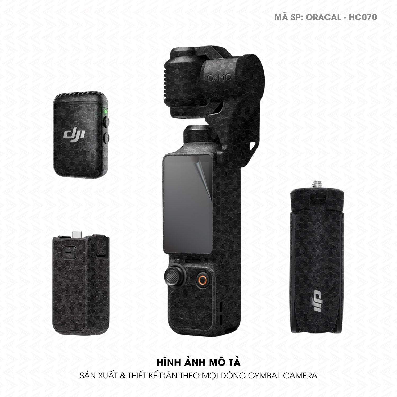 Dán Skin Gimbal Camera Vân Tổ Ong Đen | ORACAL-HC070