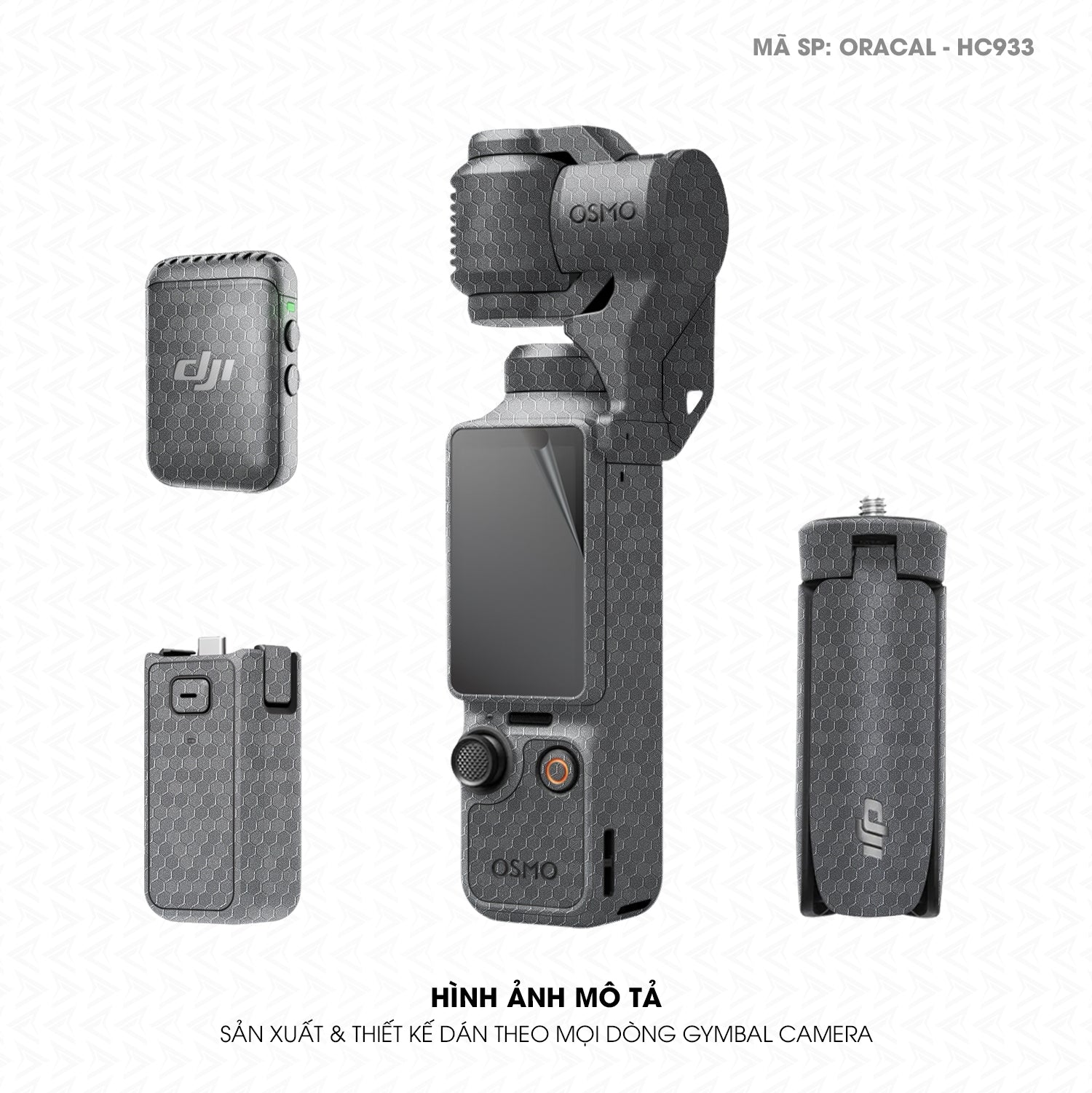 Dán Skin Gimbal Camera Vân Tổ Ong Xám | ORACAL-HC933