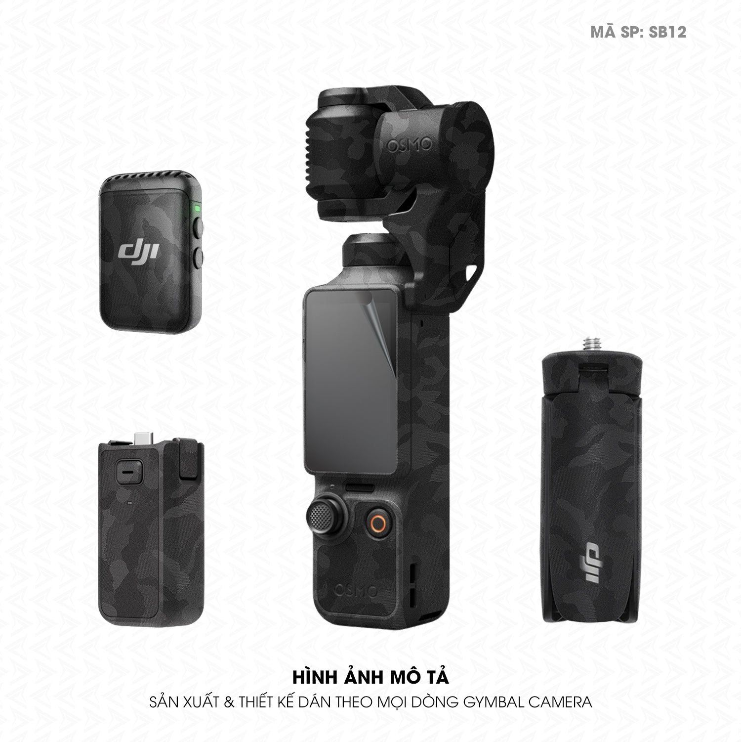 Dán Skin Gimbal Camera Vân Camo Đen | SB12