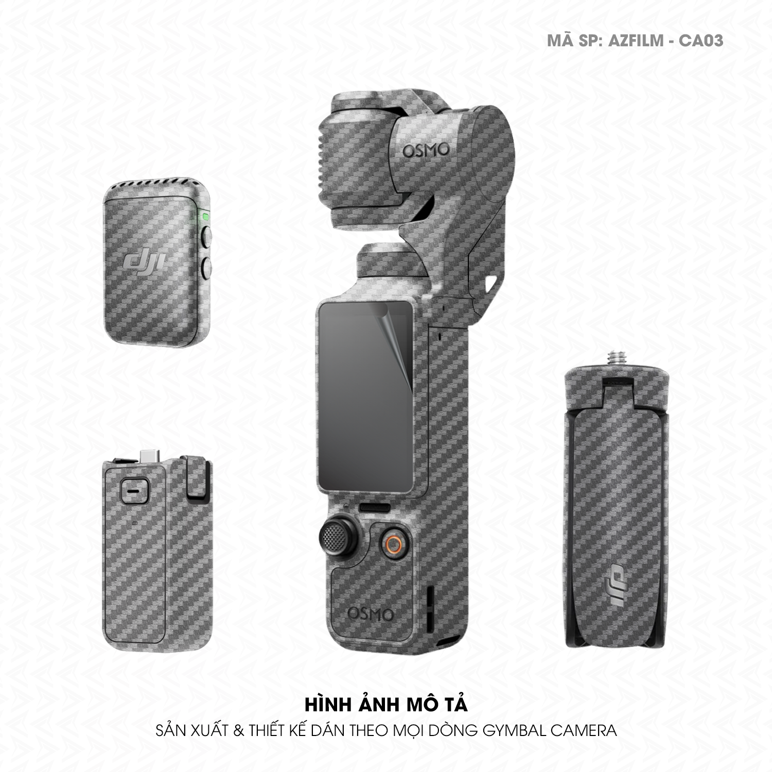 Dán Skin Gimbal Camera Vân Carbon Xám | AZFILM-CA03