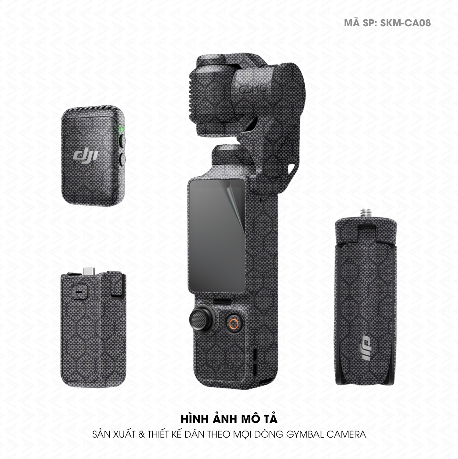 Dán Skin Gimbal Camera Vân Carbon Fiber Xám | SKM-CA08