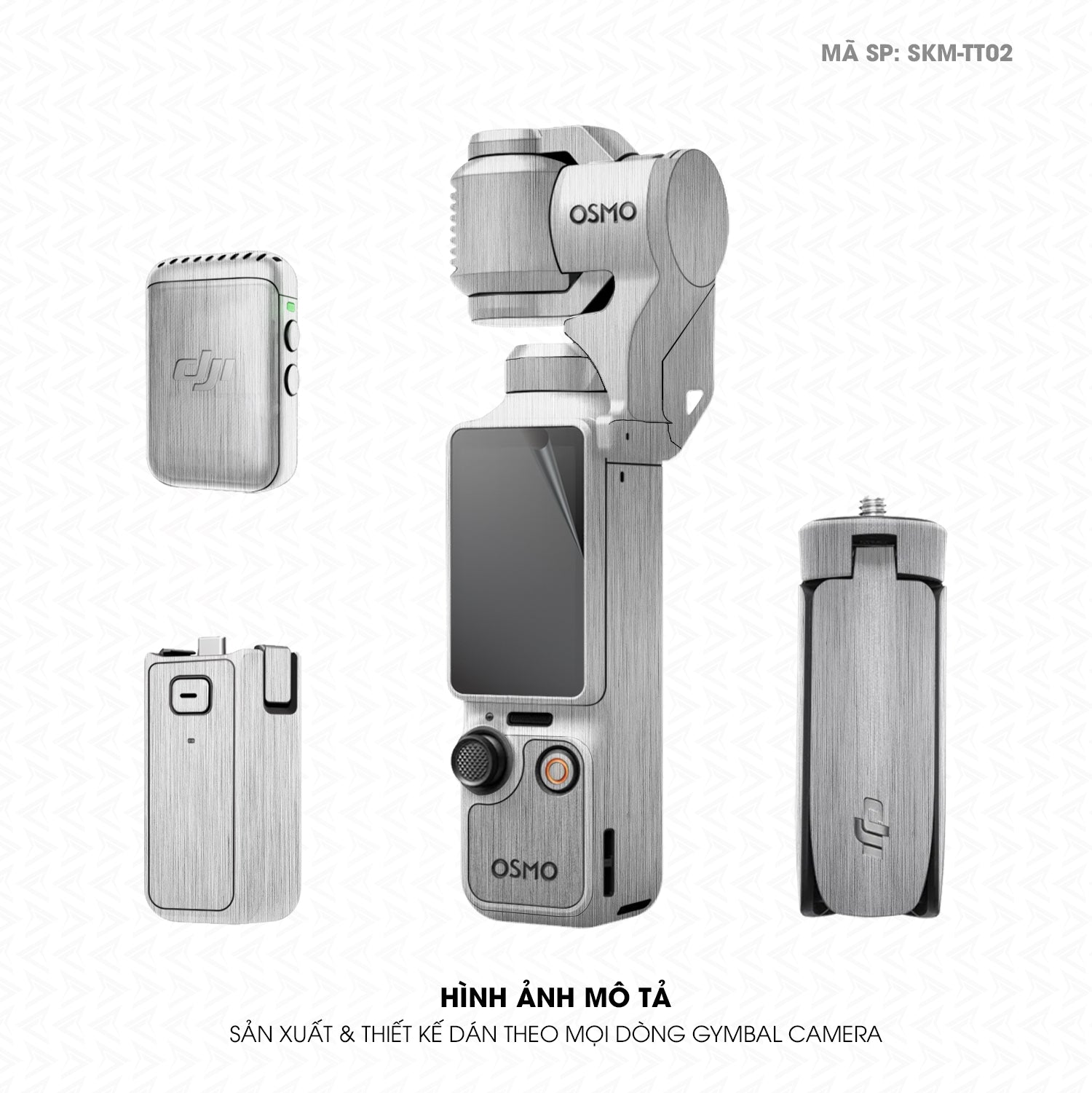 Dán Skin Gimbal Camera Vân Xước Titan Bạc | SKM-TT02