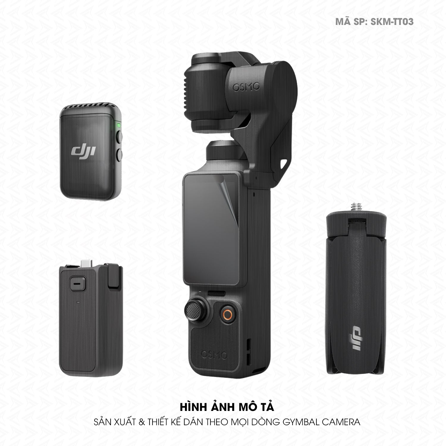 Dán Skin Gimbal Camera Vân Xước Titan Đen Xám | SKM-TT03