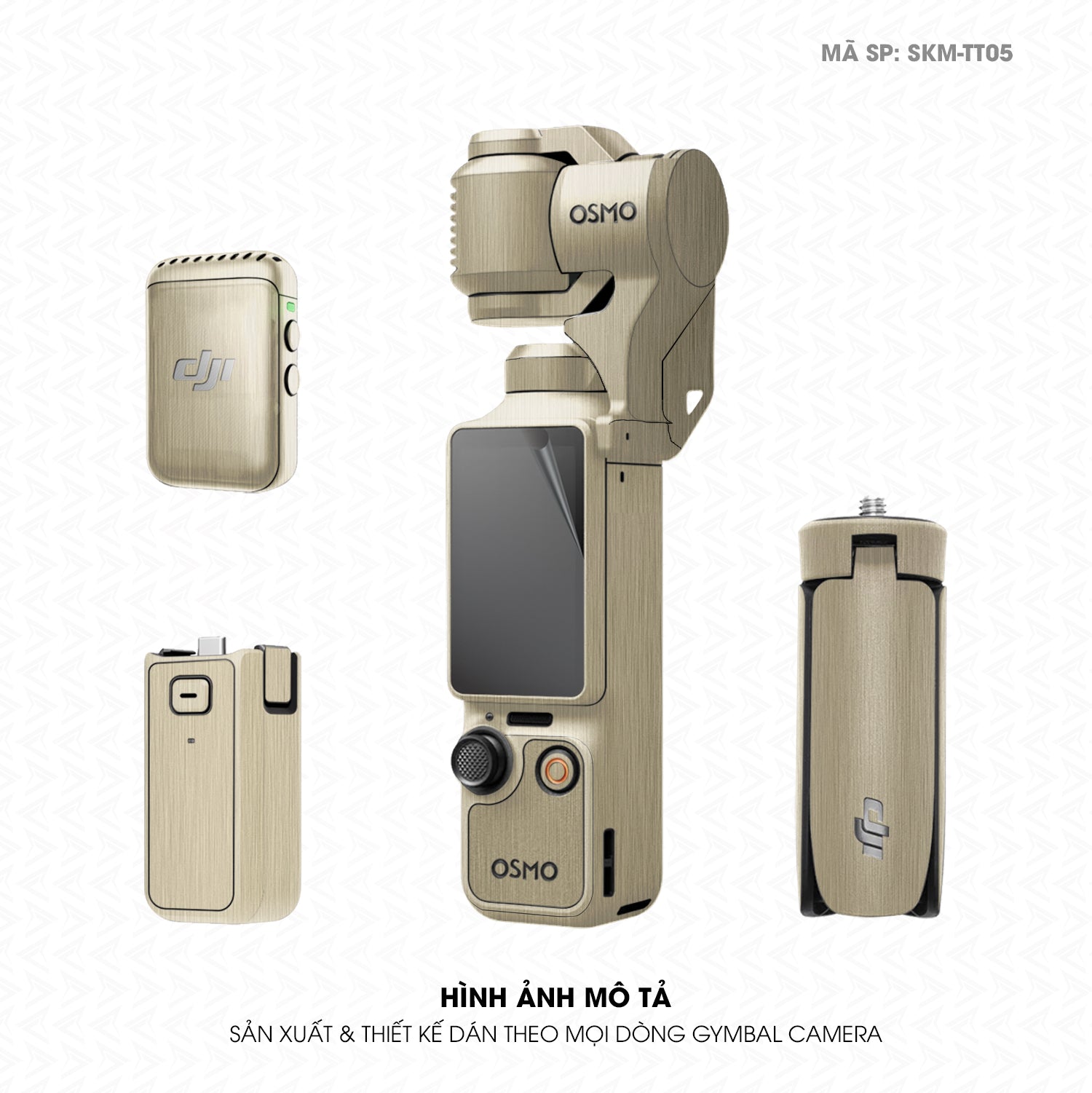Dán Skin Gimbal Camera Vân Xước Titan Vàng Sampanh | SKM-TT05