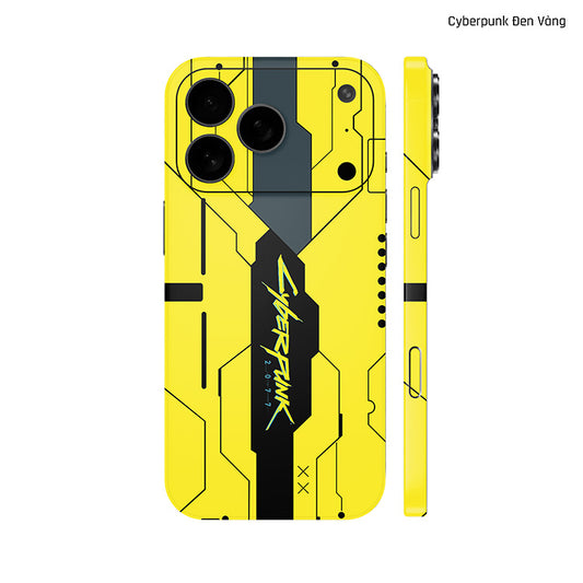 Dán Skin IPhone 17 Series Hình Cyberpunk Đen Vàng 01