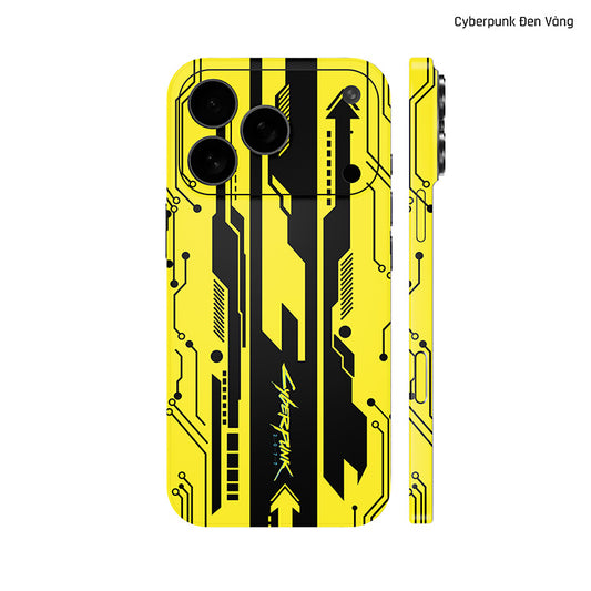 Dán Skin IPhone 17 Series Hình Cyberpunk Đen Vàng 02