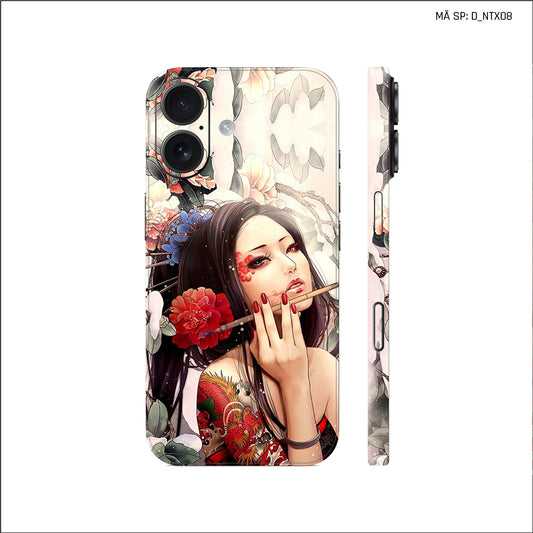 Dán Skin IPhone 17 Series Hình Nghệ Thuật Xăm Geisha | D_NTX08