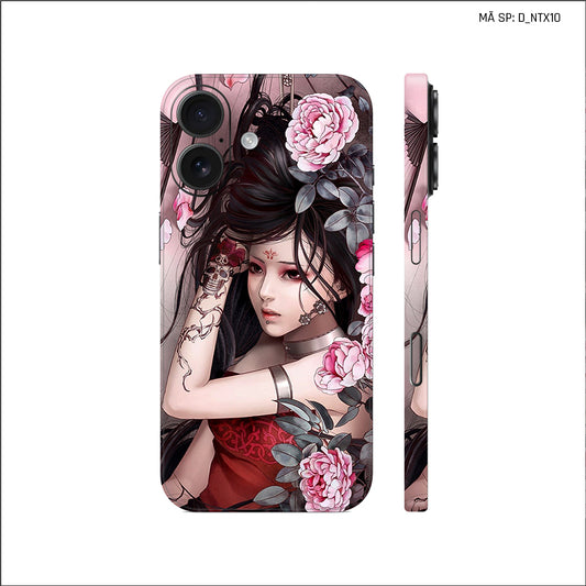 Dán Skin IPhone 17 Series Hình Nghệ Thuật Xăm Geisha | D_NTX10