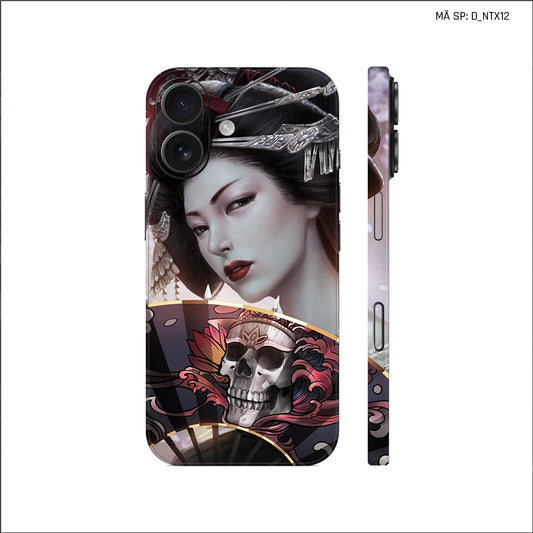 Dán Skin IPhone 17 Series Hình Nghệ Thuật Xăm Geisha | D_NTX12