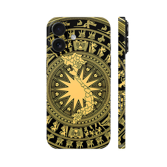 Dán Skin IPhone 17 Series Hình Trống Đồng Bản Đồ Vàng Đen