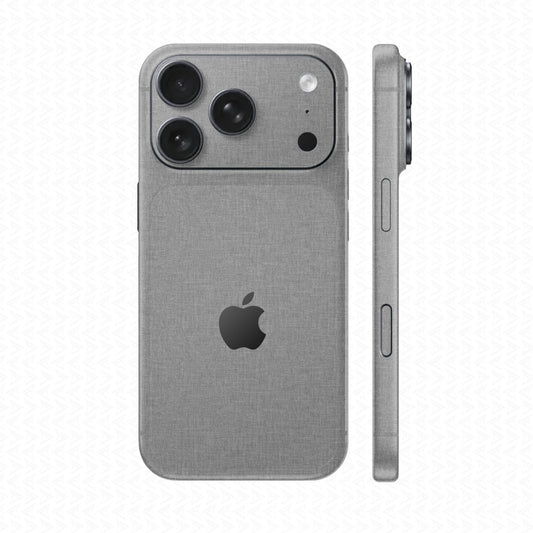 Miếng Dán Da IPhone 18 Series Vân Vải Xám Lông Chuột