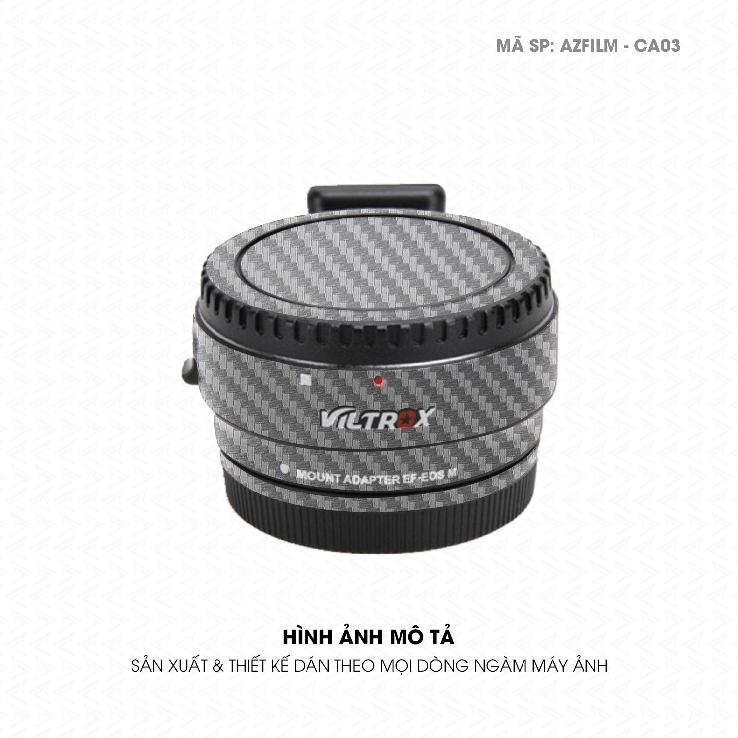 Dán Skin Ngàm Máy Ảnh Viltrox Vân Carbon Xám | AZFILM-CA03
