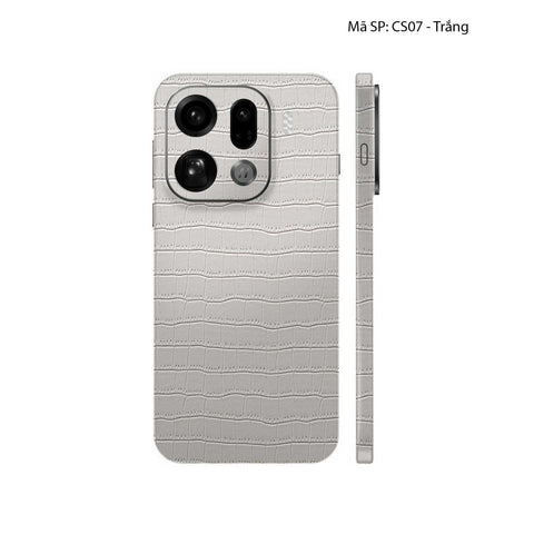 Miếng Dán Da Oppo Find X9 Series Vân Cá Sấu Trắng | CS07
