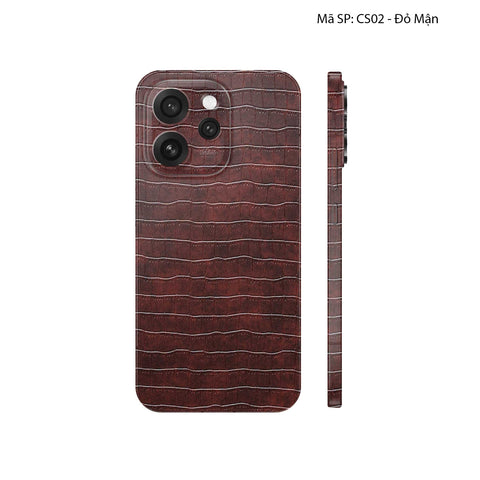 Miếng Dán Da Oppo Reno15 Series Vân Cá Sấu Đỏ Mận | CS02