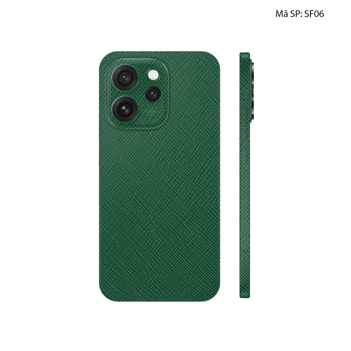 Miếng Dán Da Oppo Reno15 Series Vân Saffiano Xanh Rêu | SF06