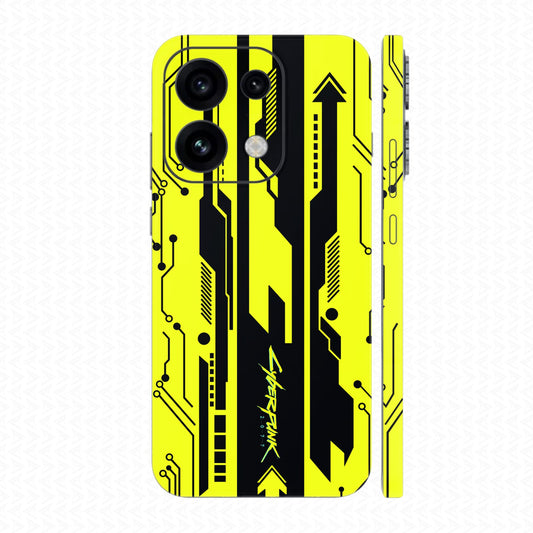 Dán Skin Oppo Reno16 | Pro | F In Hình Cyberpunk Vàng Đen 02