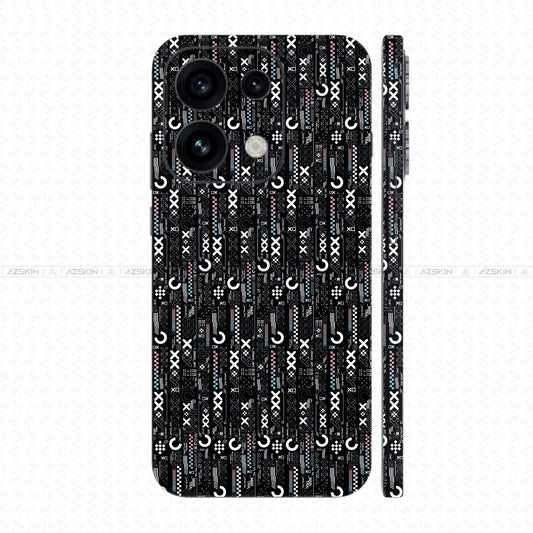 Dán Skin Oppo Reno16 Series In Hình SVG Cyberpunk Đen