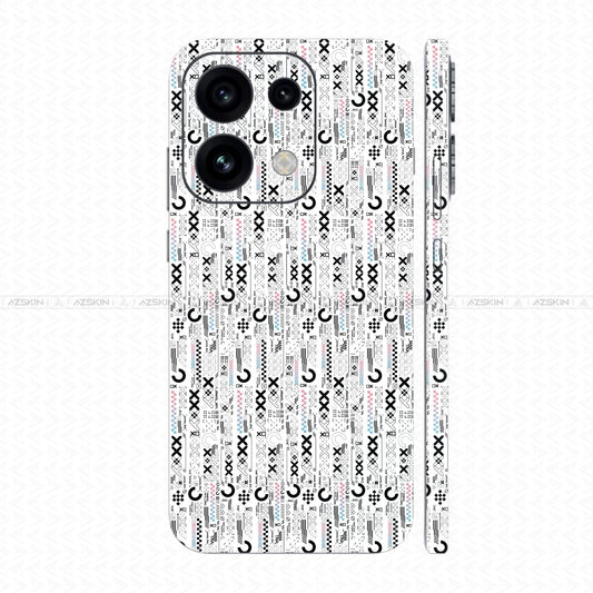 Dán Skin Oppo Reno16 | Pro | F In Hình SVG Cyberpunk Trắng