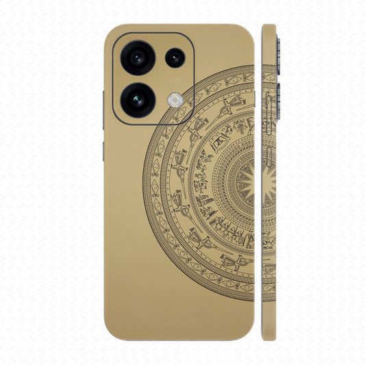 Dán Skin Oppo Reno16 | Pro | F In Hình Trống Đồng Vàng