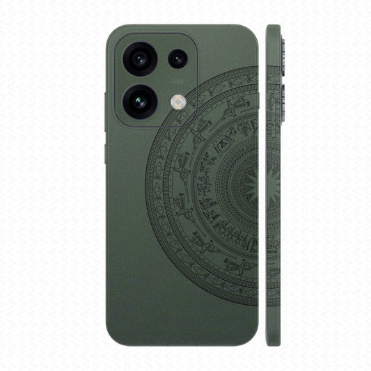 Dán Skin Oppo Reno16 | Pro | F In Hình Trống Đồng Xanh Midnight