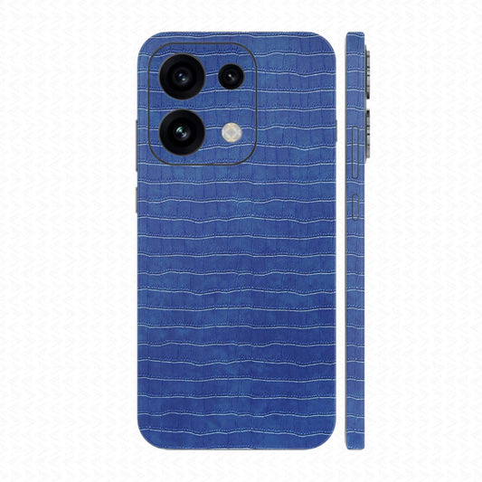 Miếng Dán Da Oppo Reno16 | Pro | F Vân Cá Sấu Xanh Navy