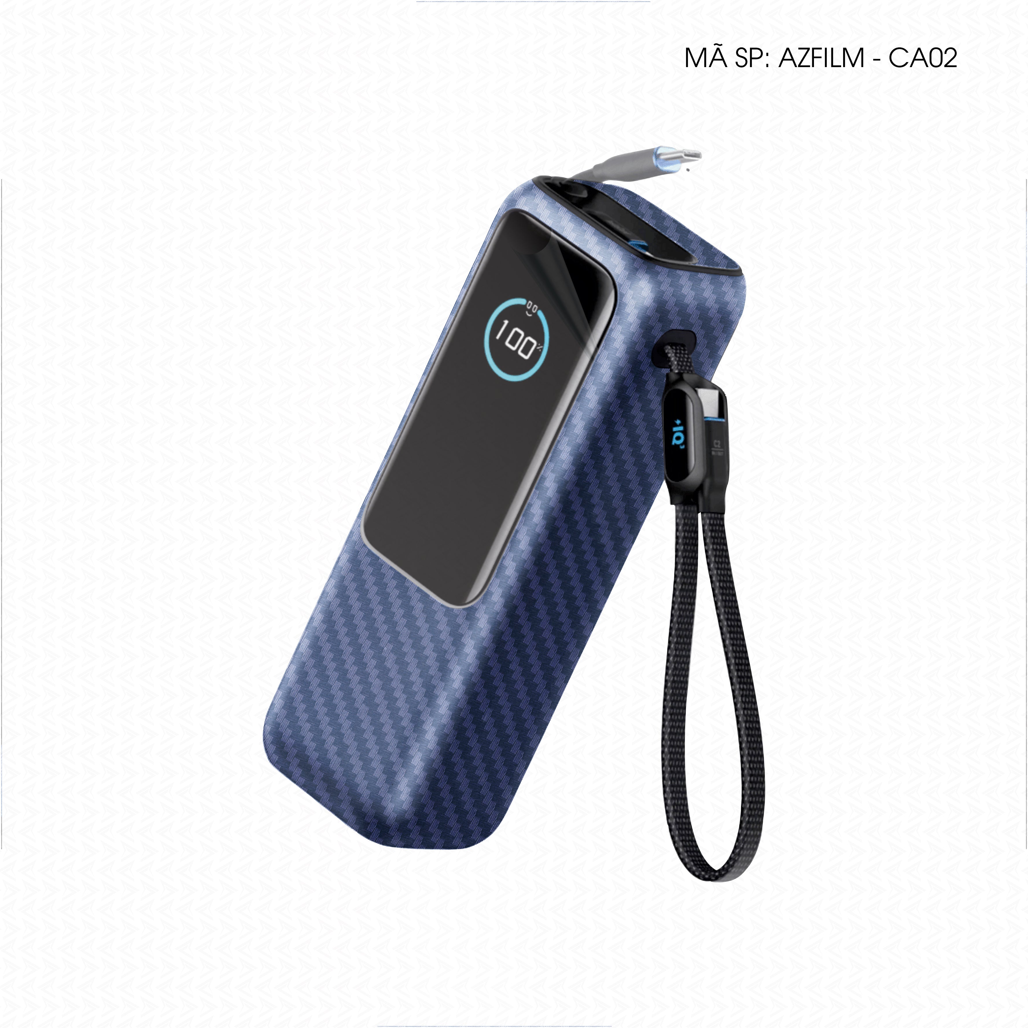 Dán Skin Sạc Dự Phòng Anker Vân Carbon Xanh | AZFILM-CA02