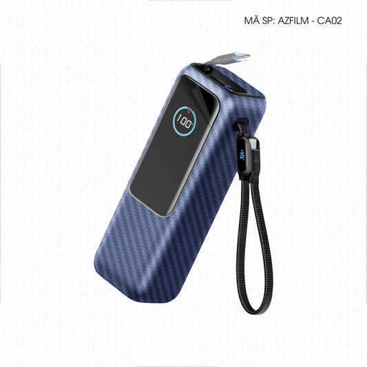 Dán Skin Sạc Dự Phòng Anker Vân Carbon Xanh | AZFILM-CA02