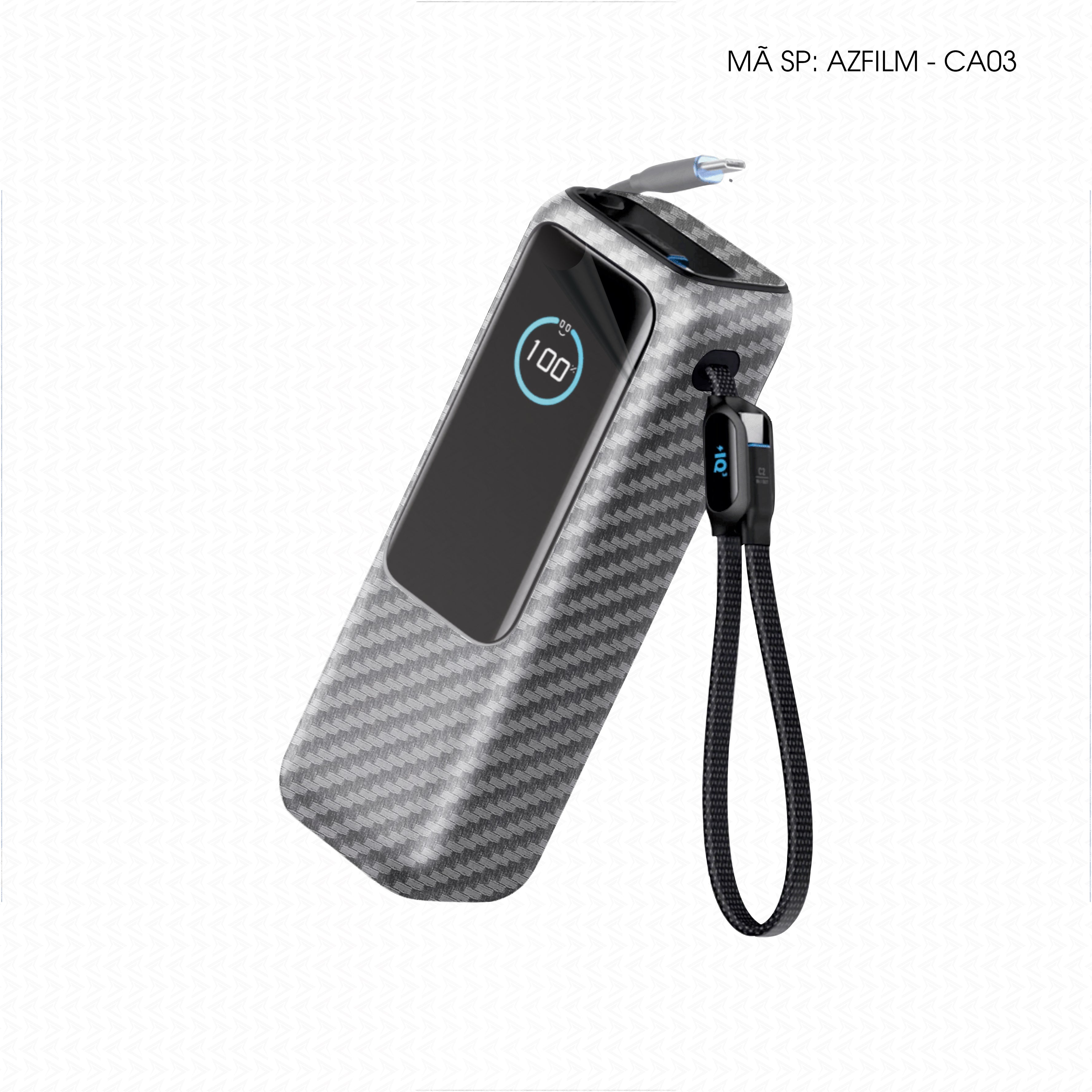 Dán Skin Sạc Dự Phòng Anker Vân Carbon Xám | AZFILM-CA03