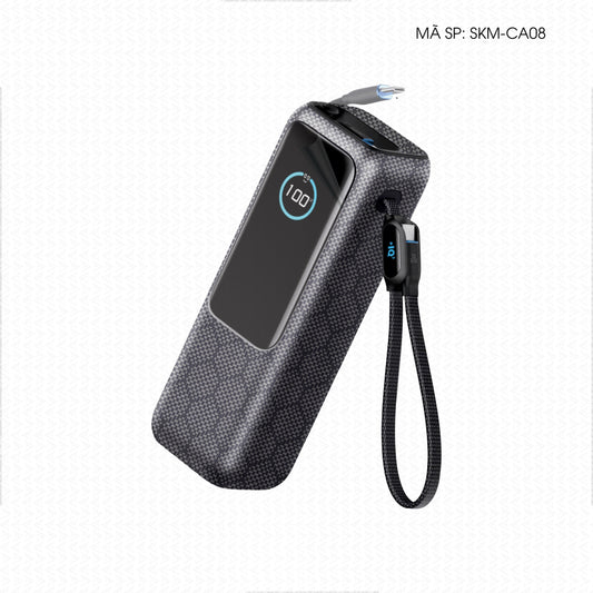 Dán Skin Sạc Dự Phòng Anker Vân Carbon Fiber Xám | SKM-CA08