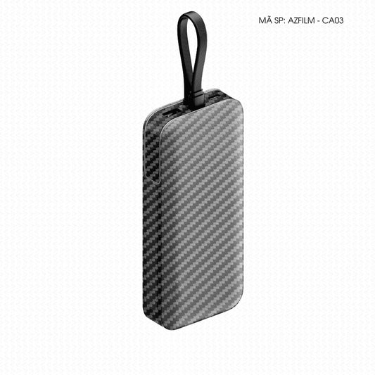 Dán Skin Sạc Dự Phòng Cutek Vân Carbon Xám | AZFILM-CA03