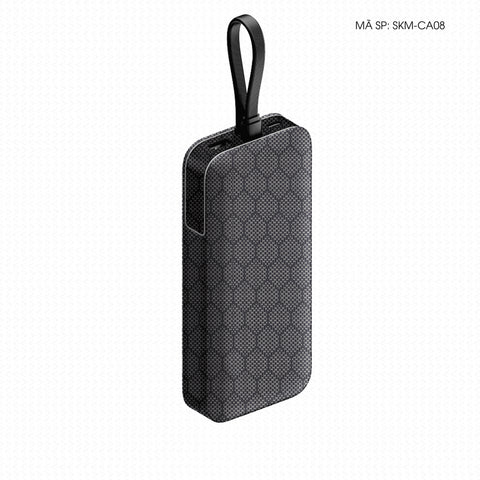Dán Skin Sạc Dự Phòng Cutek Vân Carbon Fiber Xám | SKM-CA08