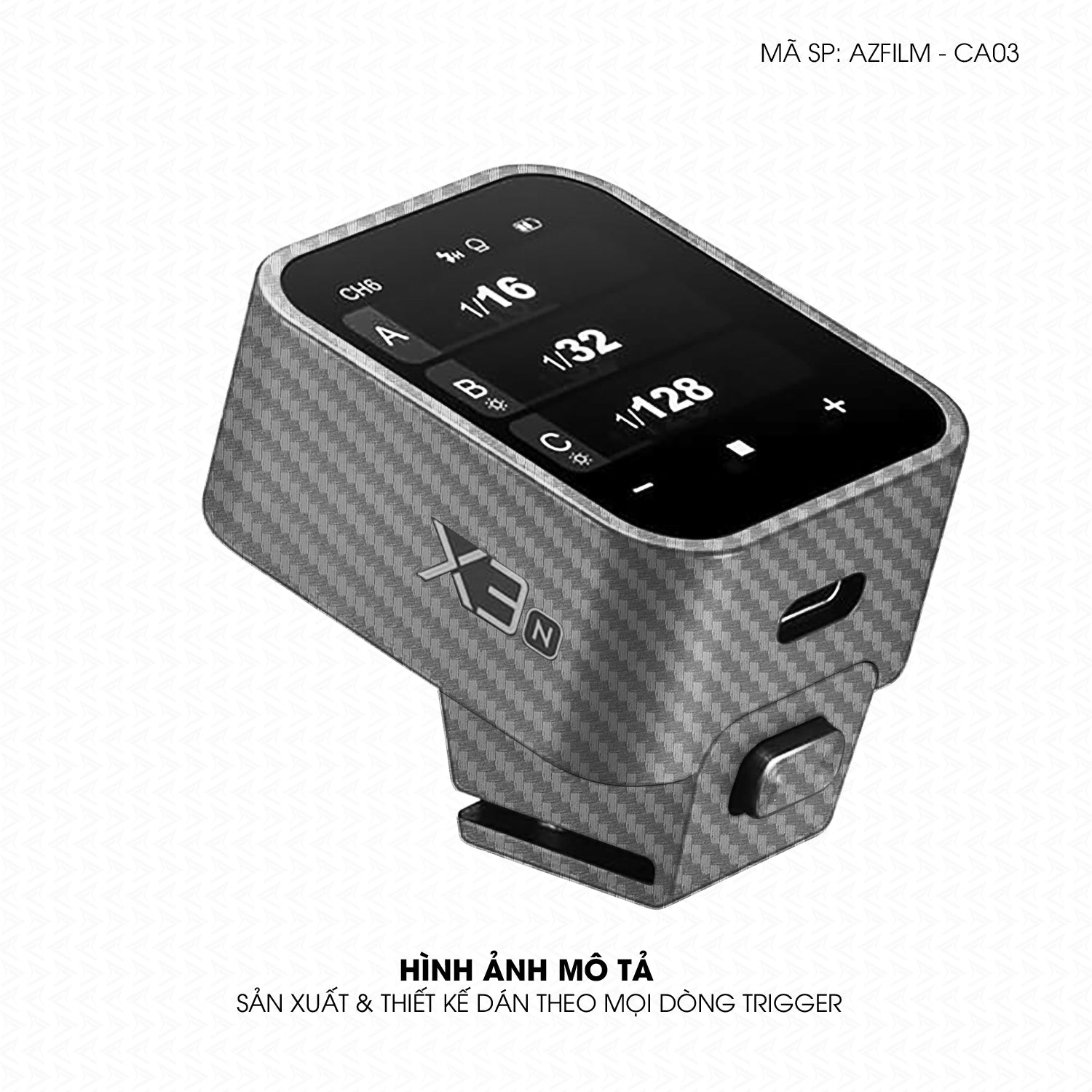 Dán Skin Trigger Máy Ảnh Vân Carbon Xám | AZFILM-CA03