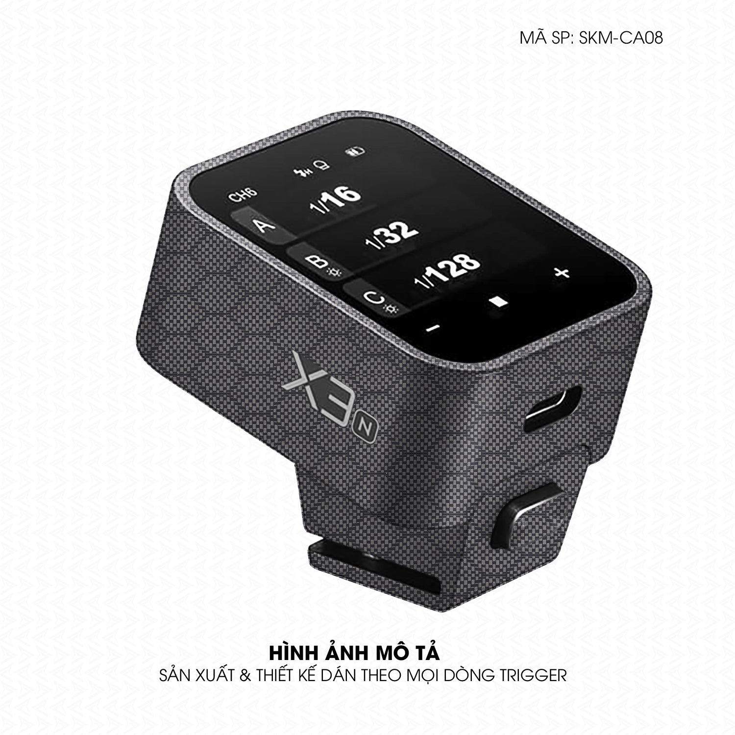 Dán Skin Trigger Máy Ảnh Vân Carbon Fiber Xám | SKM-CA08