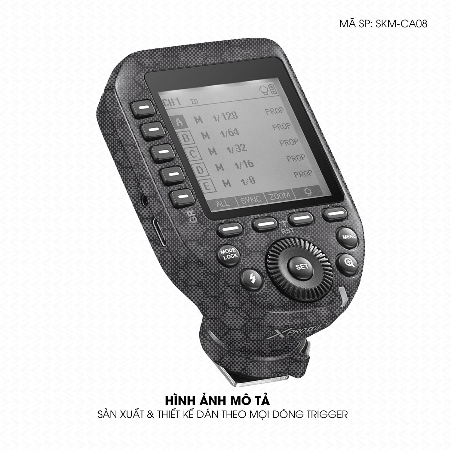Dán Skin Trigger Máy Ảnh Vân Carbon Fiber Xám | SKM-CA08