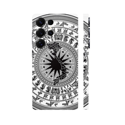 Dán Skin Samsung Galaxy S25 Series Hình Trống Đồng Bản Đồ Trắng