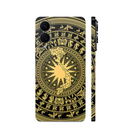 Dán Skin Samsung Galaxy S25 Series Hình Trống Đồng Bản Đồ Vàng Đen