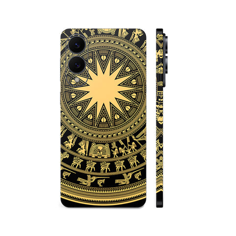 Dán Skin Samsung Galaxy S25 Series Hình Trống Đồng 02 Đen Vàng