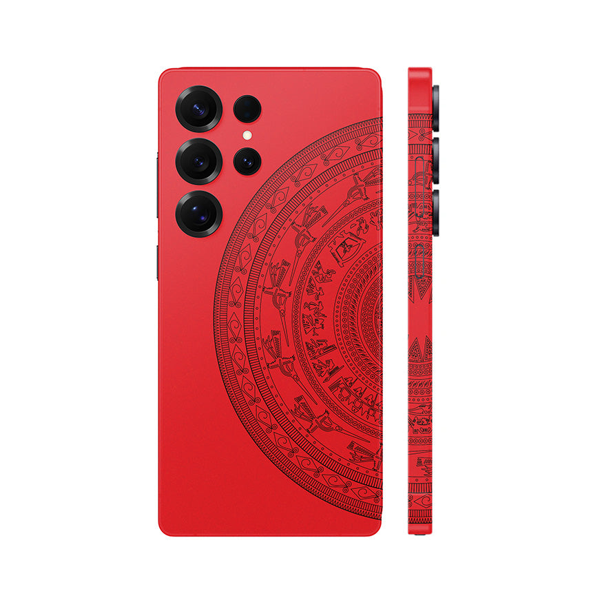 Dán Skin Samsung Galaxy S25 Series Hình Trống Đồng Đỏ