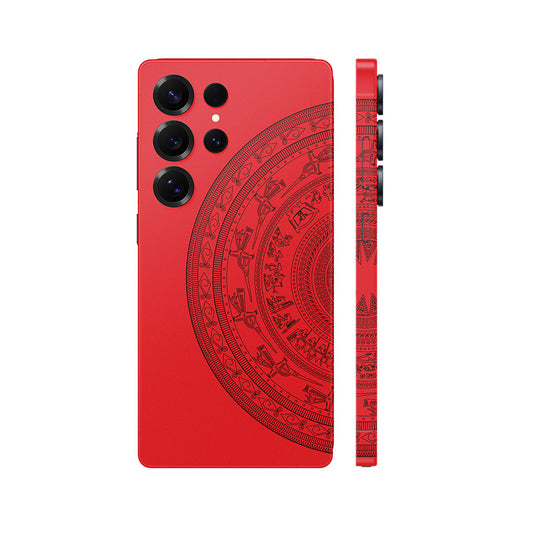 Dán Skin Samsung Galaxy S25 Series Hình Trống Đồng Đỏ