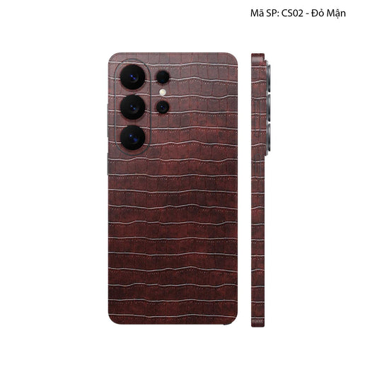 Miếng Dán Da Samsung Galaxy S26 Ultra Vân Cá Sấu Đỏ Mận | CS02
