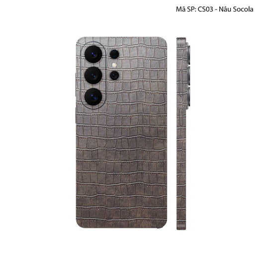 Miếng Dán Da Samsung Galaxy S26 Plus Vân Cá Sấu Nâu | CS03