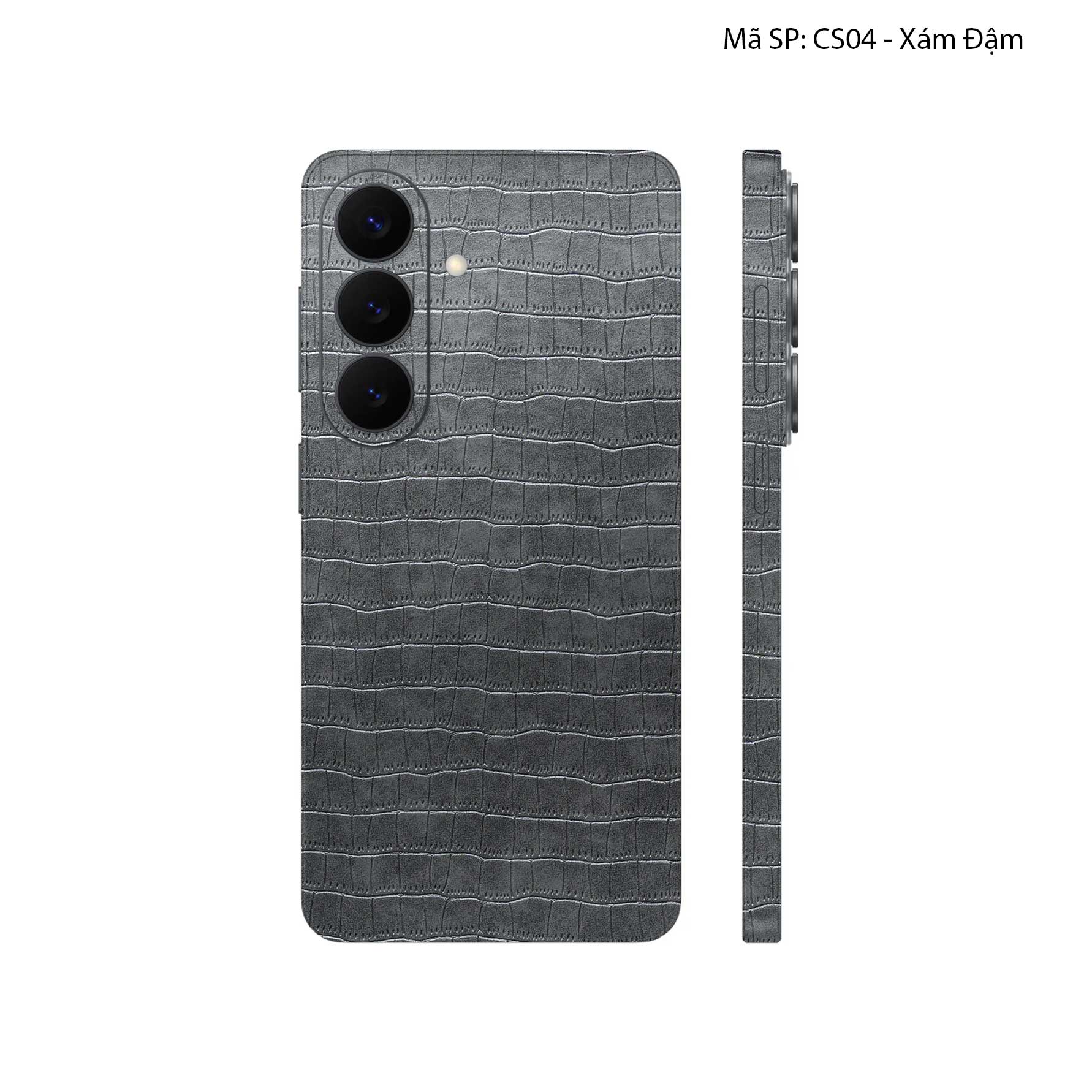 Miếng Dán Da Samsung Galaxy S25 Plus Vân Cá Sấu Xám Đậm | CS04