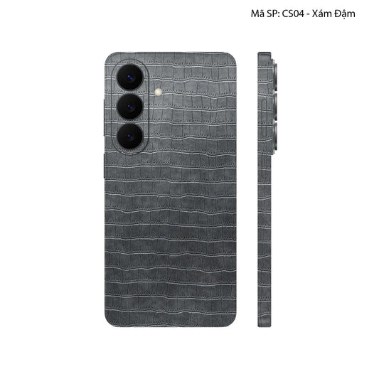 Miếng Dán Da Samsung Galaxy S25 Plus Vân Cá Sấu Xám Đậm | CS04