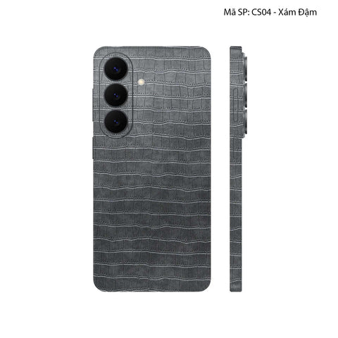 Miếng Dán Da Samsung Galaxy S25 Plus Vân Cá Sấu Xám Đậm | CS04